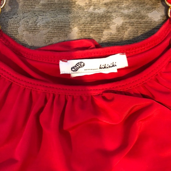 Womens Red Ruched Chain Top Blouse Size S - Picture 3 of 5